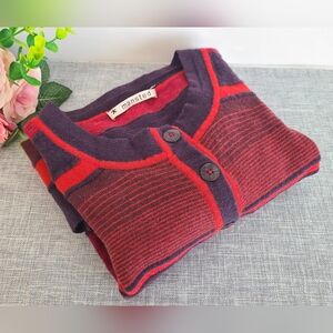 Vintage Mansted Buttoned Cardigan,‎ Red Multicolor, Lambwool, Size M